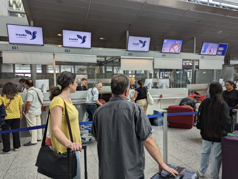 IranAir ticketing Frankfurt Airport, photo by Ali Torkzadeh, EscapefromTehran.com